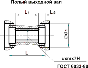 Мотор-редуктор 1МЧ-160: полый шлицевый выходной вал