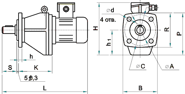 Мотор-редуктор 1МЦ2С-125: фланцевое исполнение