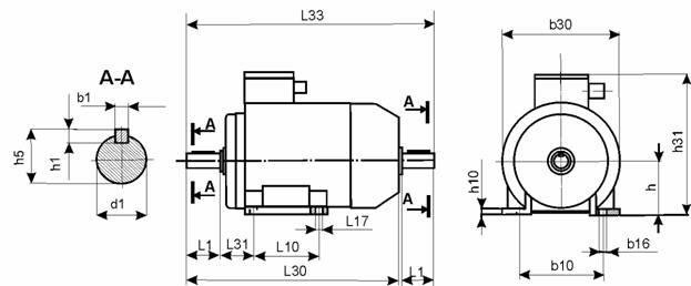 Электродвигатели серии 4ВР: размеры (исполнение IM108X)