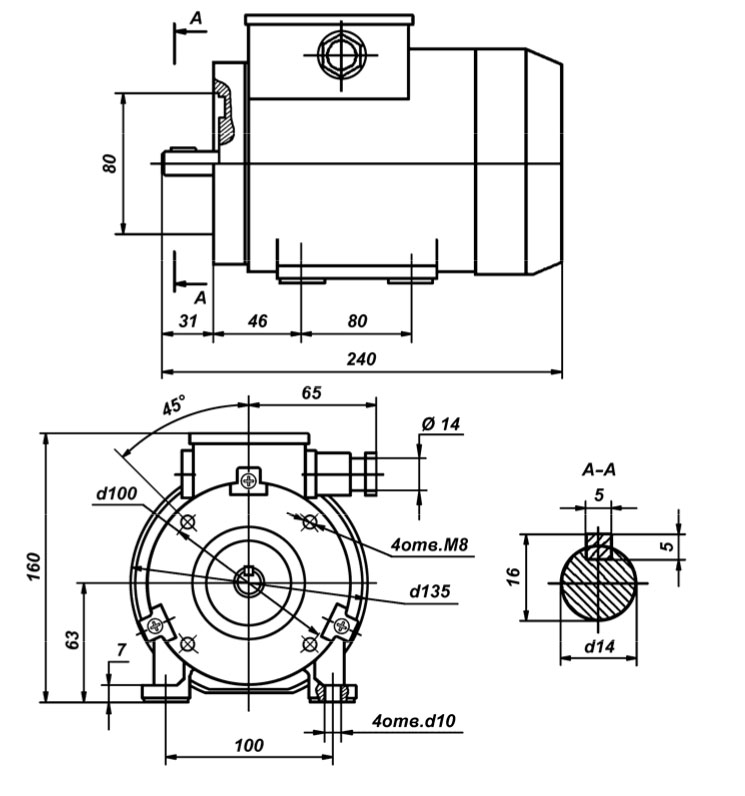 Электродвигатели серии АИРТ63: габаритно-присоединительные размеры