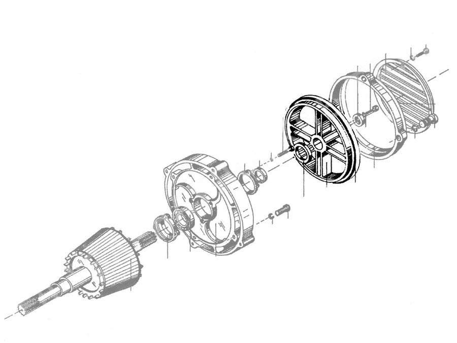 Вентилятор двигателя подъема: чертеж
