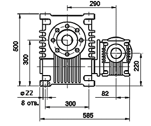 Мотор-редуктор МЧ2-160: габаритные и присоединительные размеры